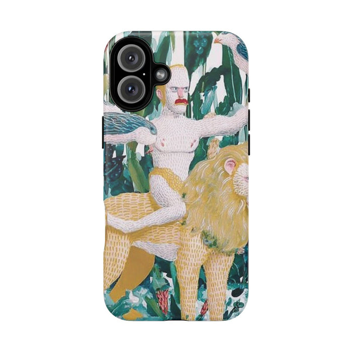 Surrealistische Man met Vogels op Leeuw