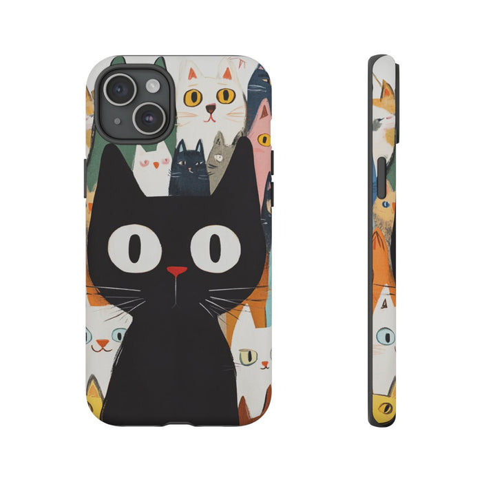 Vrolijke Cartoonkatten met Grote Zwarte Kat