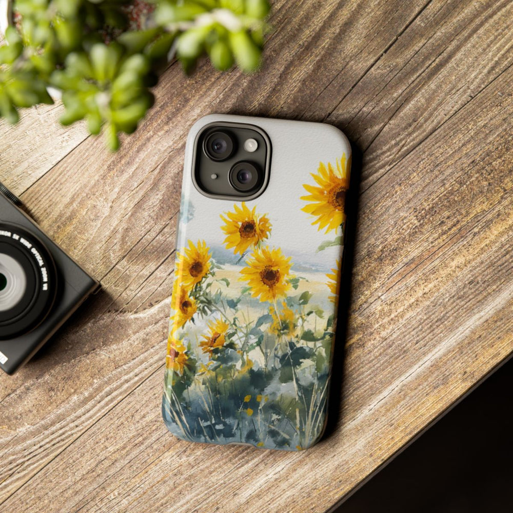 Gele Zonnebloemen in Pastelkleurig Landschap