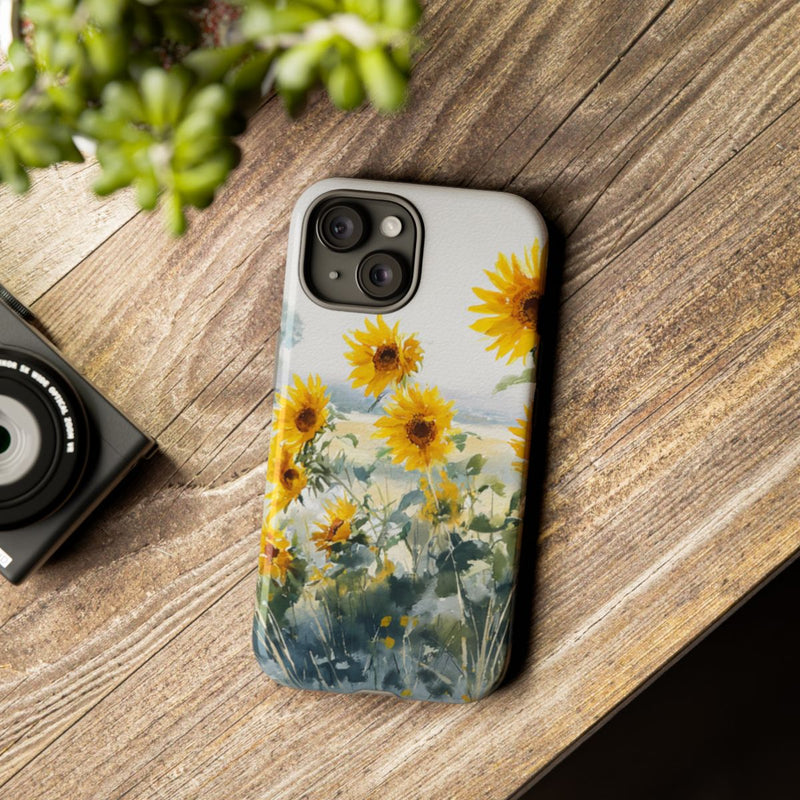 Gele Zonnebloemen in Pastelkleurig Landschap
