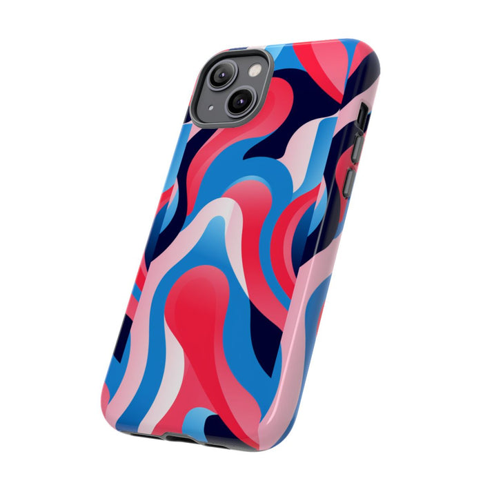 Blauw-Rood Abstract Golvend Patroon
