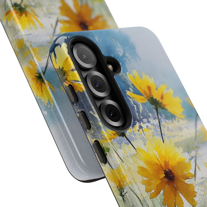 Gele Zonnebloemen in Pastelkleurig Landschap