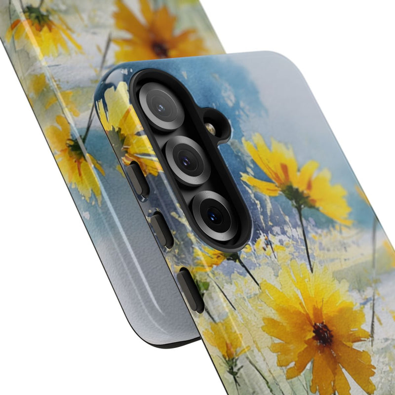 Gele Zonnebloemen in Pastelkleurig Landschap