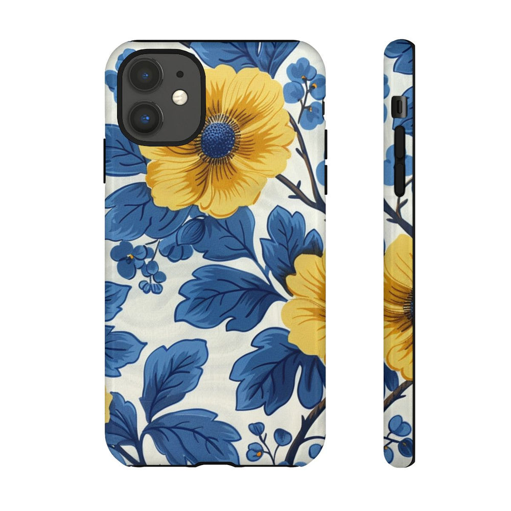 Blauw-Geel Bloemenpatroon