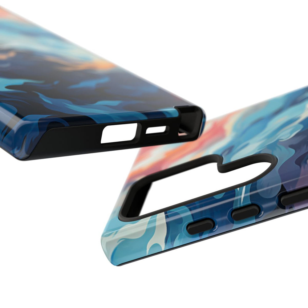 Abstracte Oceaangolven met Vurige Kleuren