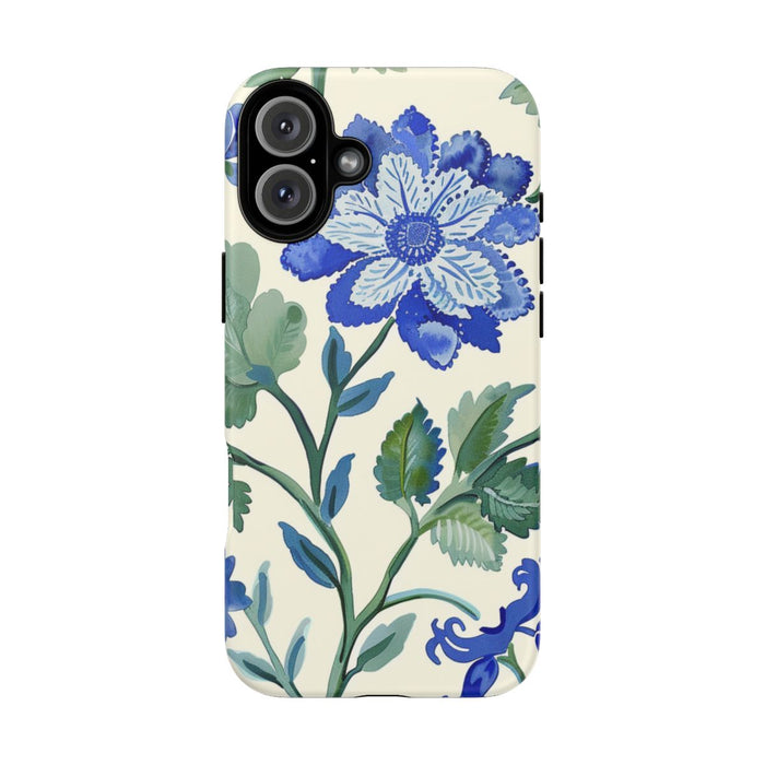 Blauw Waterverf Bloemenpatroon