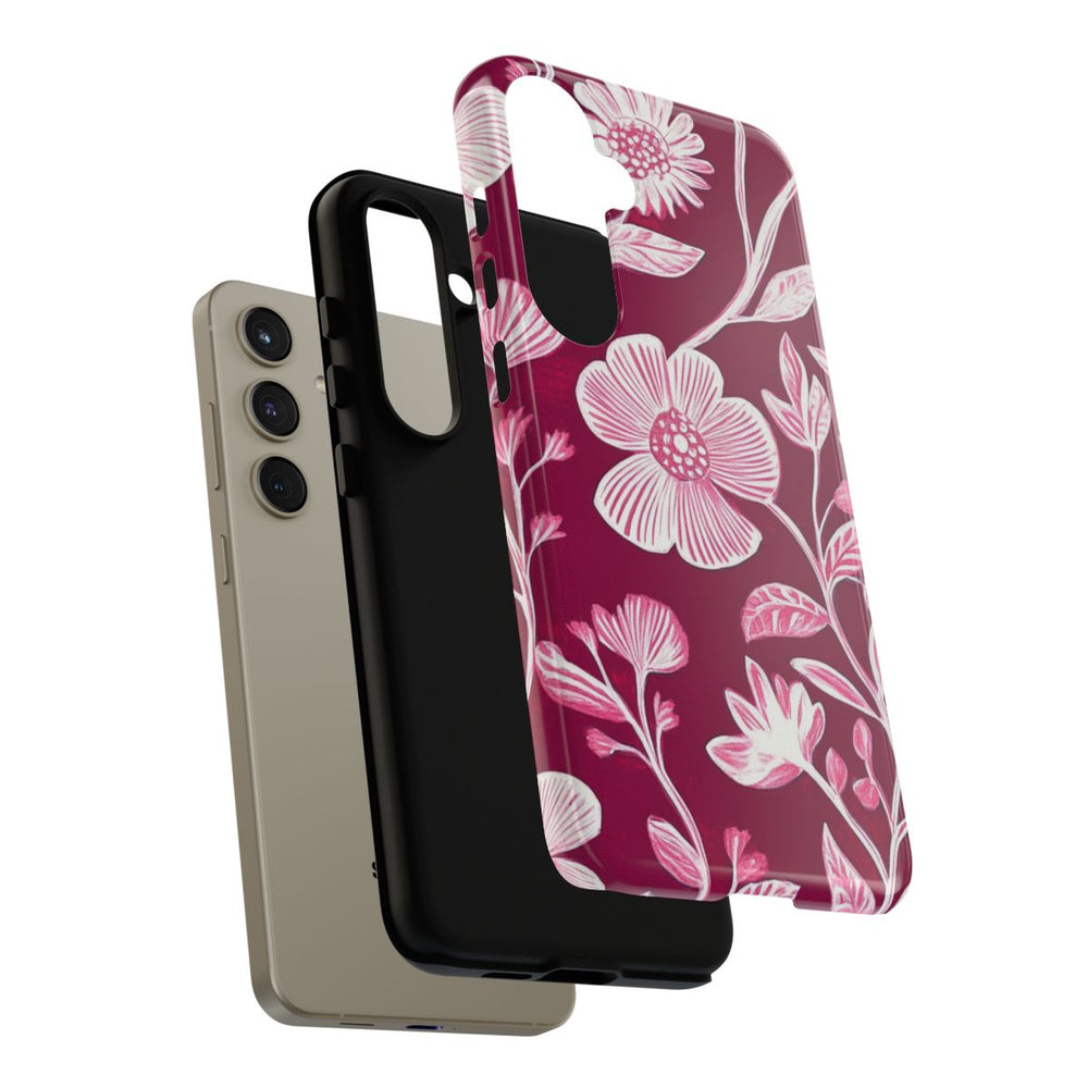 Roze en Witte Bloemenprint