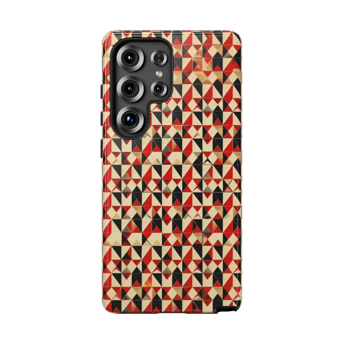 Geometrisch Abstract Patroon in Rood en Zwart