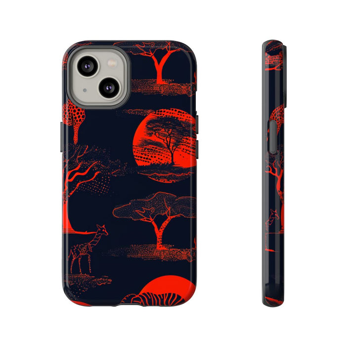 Rood Neon Afrikaans Dierenpatroon