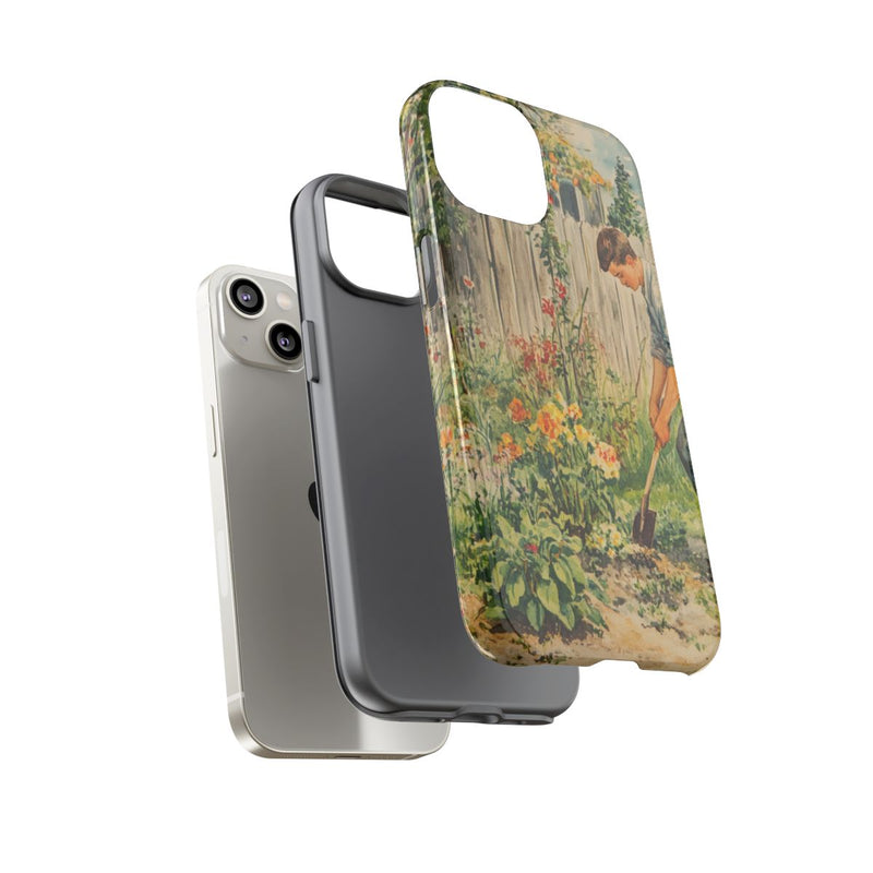 Jonge Man aan het Tuinieren tussen Bloemen