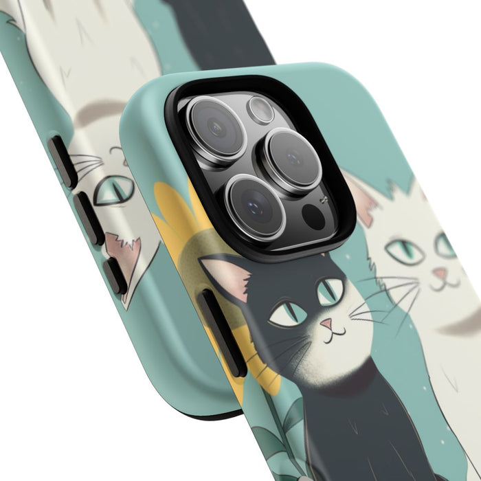 Twee Cartoonkatten met Zonnebloem