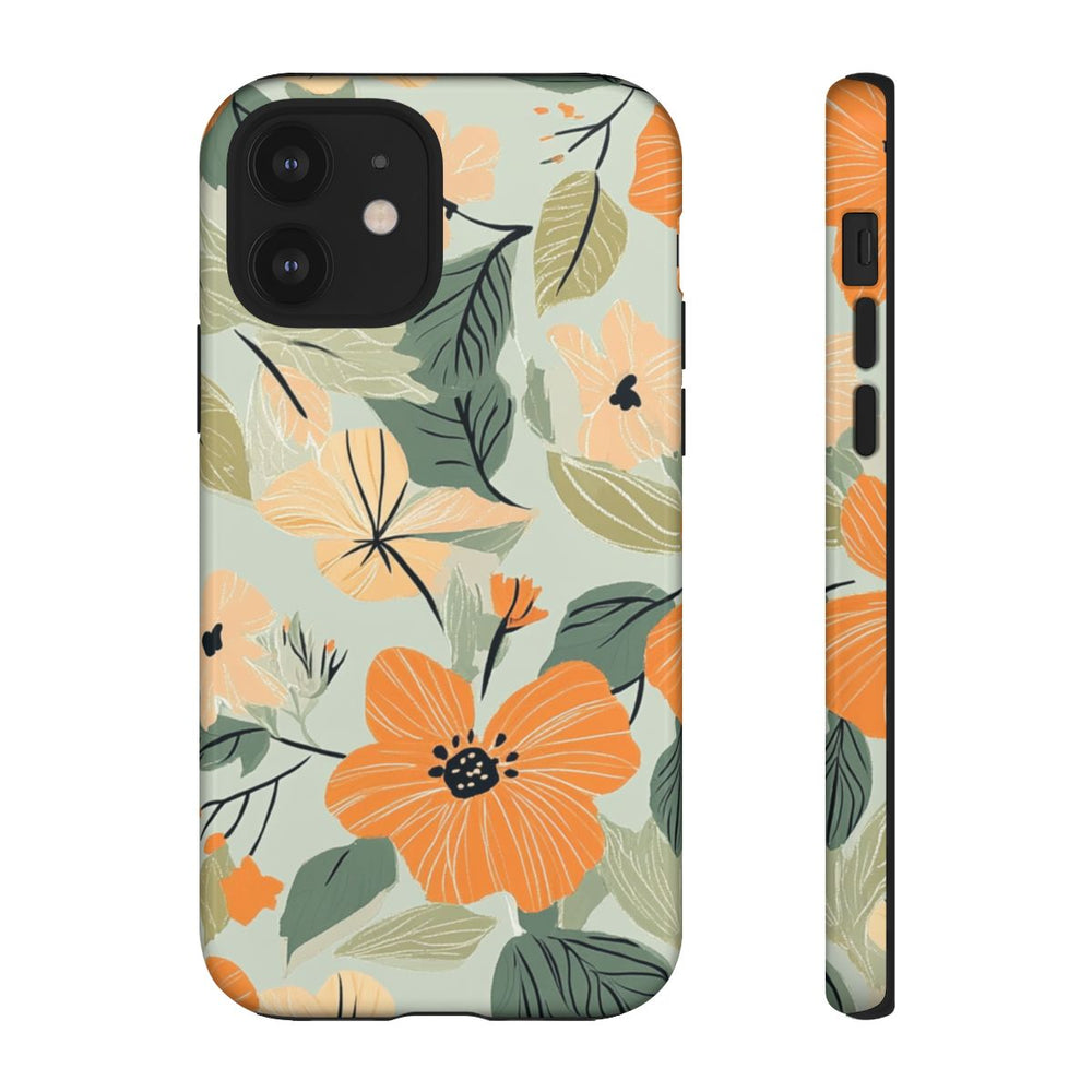 Oranje en Perzik Bloemenpatroon