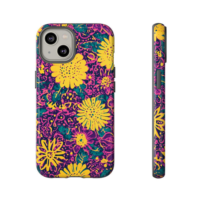 Gele en Paarse Bloemenprint