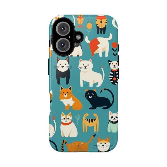 Kleurrijk Kattenpatroon op Glanzend Stevig Hoesje