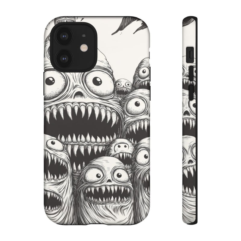 Griezelige Slijmerige Monsterkoppen in Lijntekening