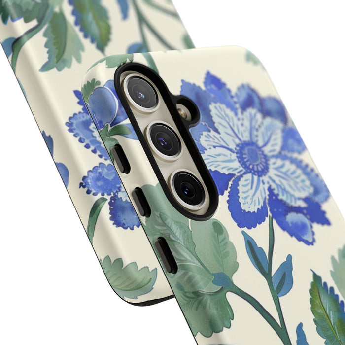 Blauw Waterverf Bloemenpatroon