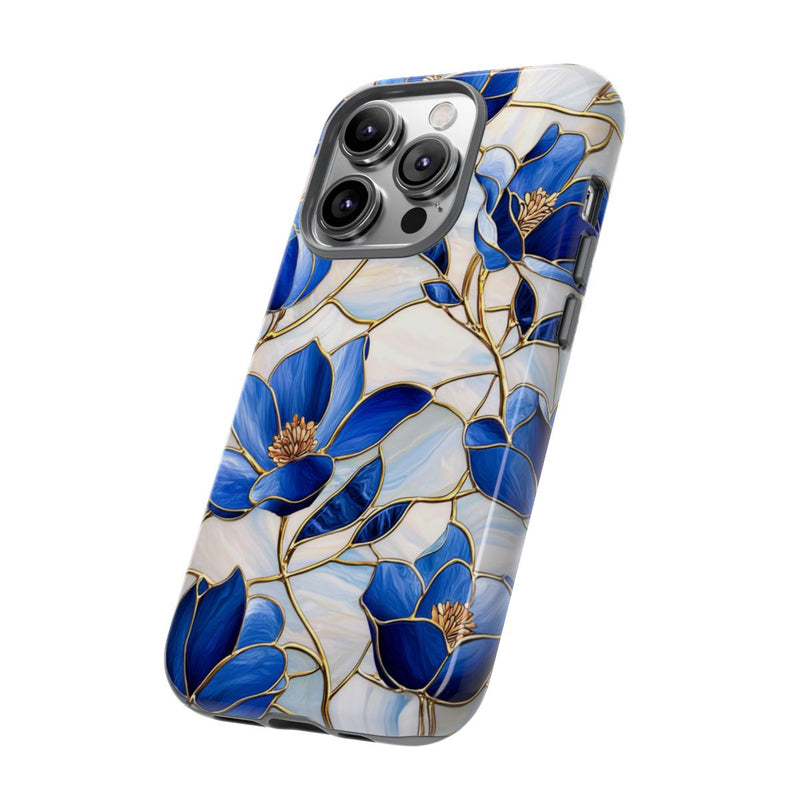 Blauw Gebloemd Glas-in-loodpatroon