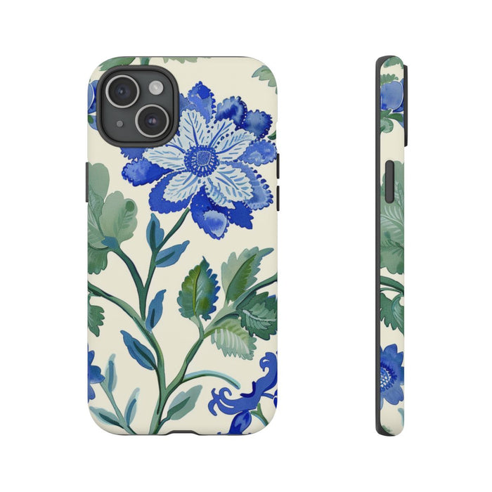 Blauw Waterverf Bloemenpatroon
