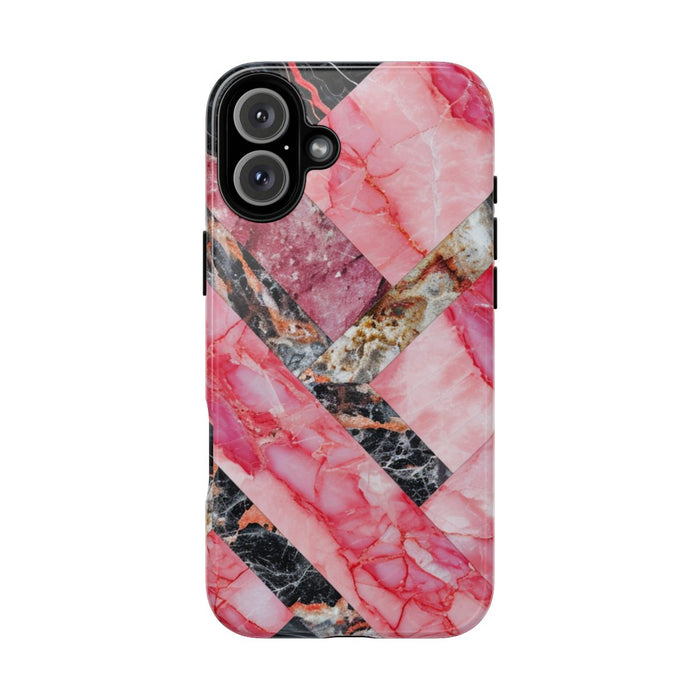 Roze en Zwart Geometrisch Marmerpatroon