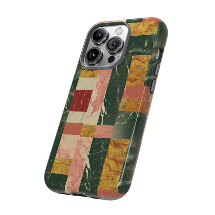 Retro Marmerpatroon in Geometrische Blokken