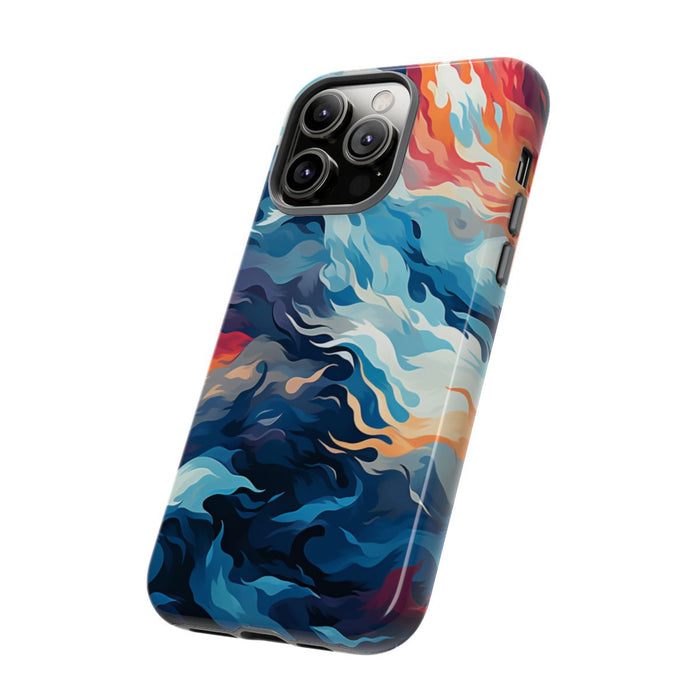 Abstracte Oceaangolven met Vurige Kleuren