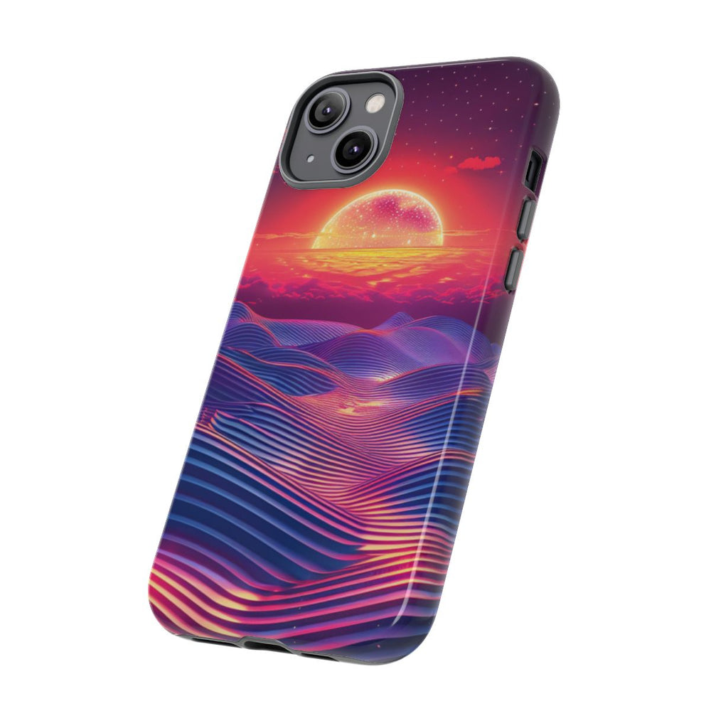 Levendige Zonsondergang met Abstracte Golven