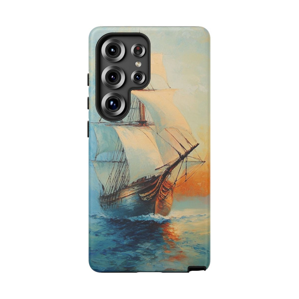 Schilderachtig Zeilschip bij Zonsopkomst