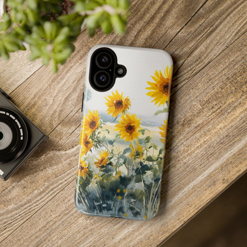 Gele Zonnebloemen in Pastelkleurig Landschap