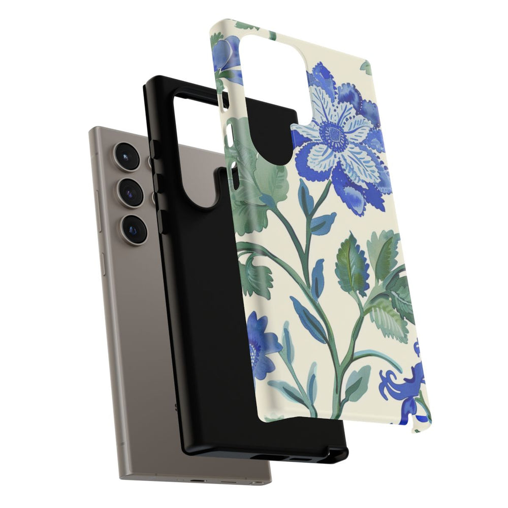 Blauw Waterverf Bloemenpatroon