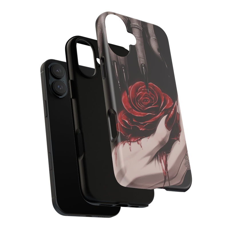 Donkere Gotische Handen met Bloedrode Roos