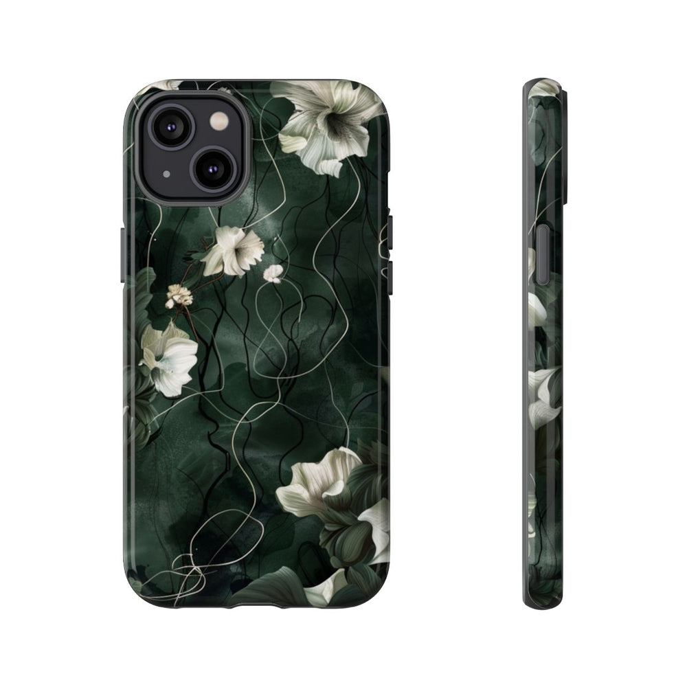 Donkergroene Bloemenranken met Glanzende Afwerking