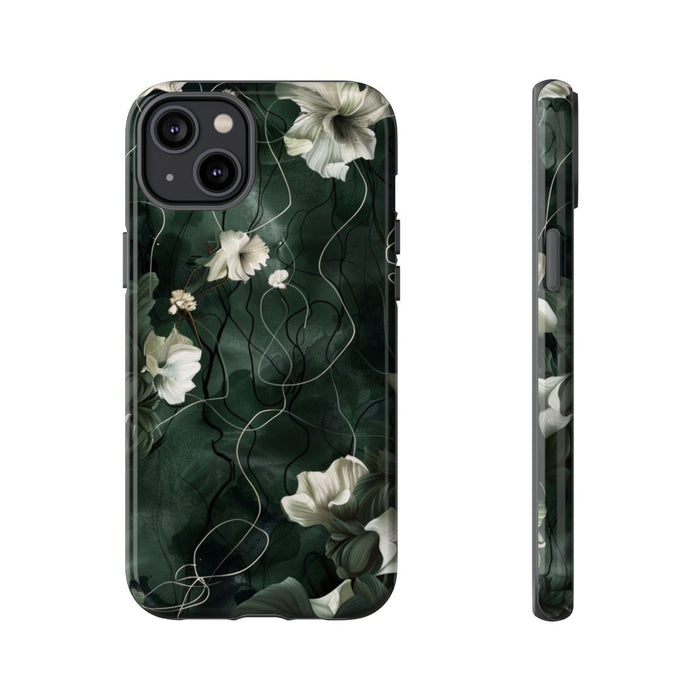 Donkergroene Bloemenranken met Glanzende Afwerking