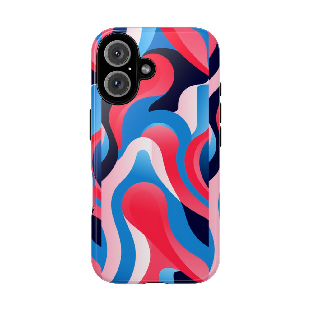 Blauw-Rood Abstract Golvend Patroon