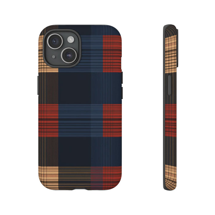 Caramel en Donkerblauw Geruit Patroon