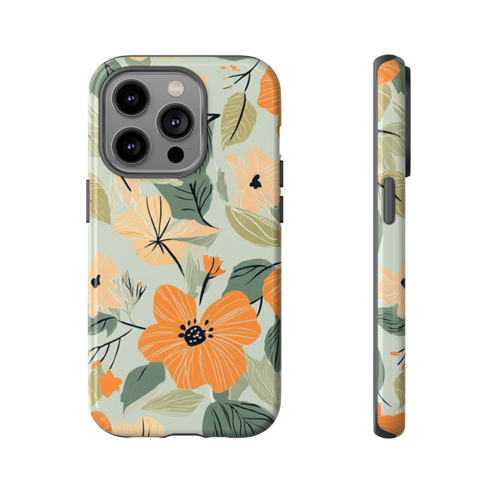 Oranje en Perzik Bloemenpatroon