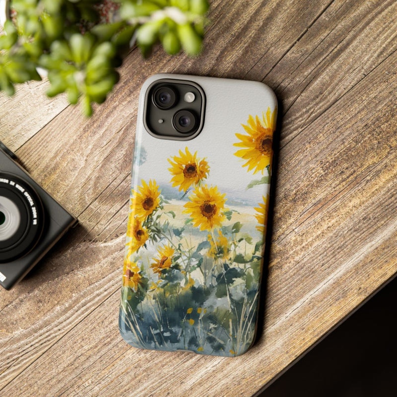 Gele Zonnebloemen in Pastelkleurig Landschap