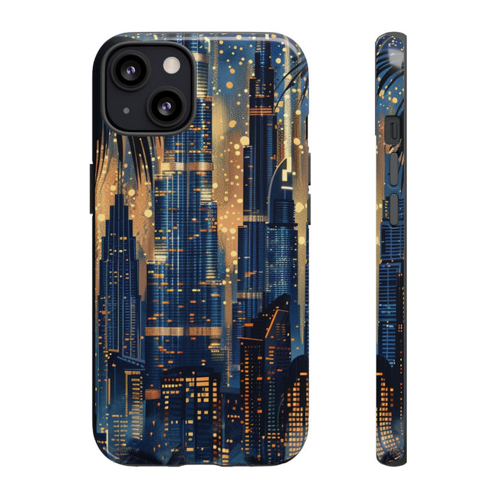 Stadssilhouet bij Nacht met Palmen