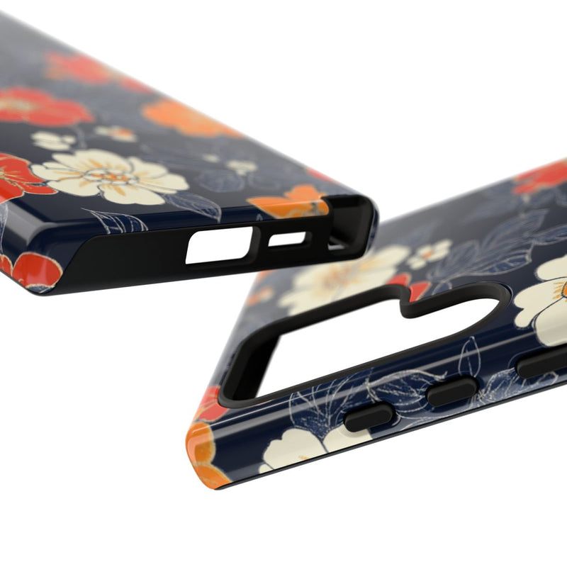 Oranje en Witte Bloemenprint