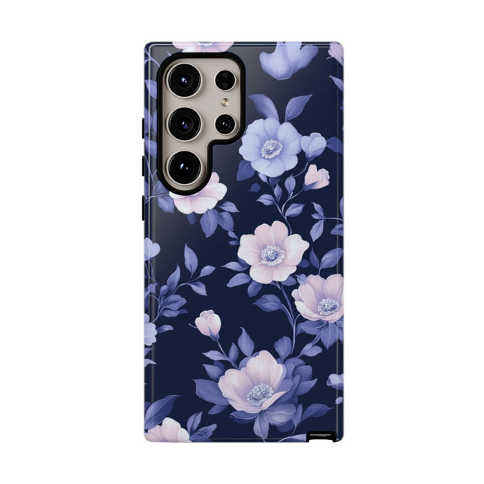 Elegant Blauw-Roze Bloemenpatroon