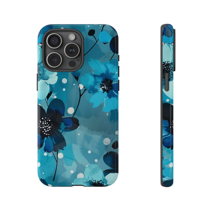 Blauw Bloemenpatroon met Stippen