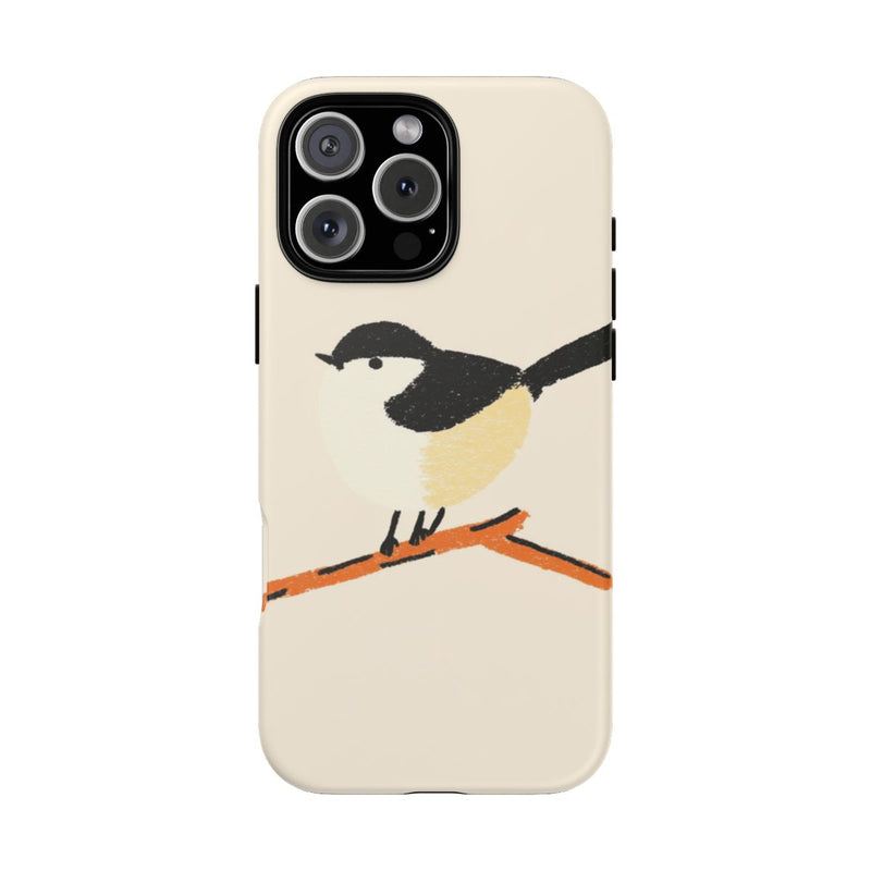Minimalistische Vogelillustratie op Tak