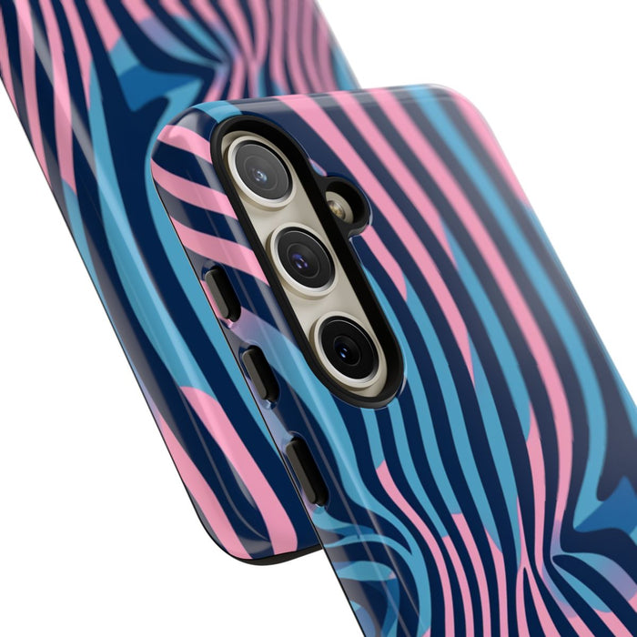 Golvend Blauw-Roze Optische Illusiepatroon