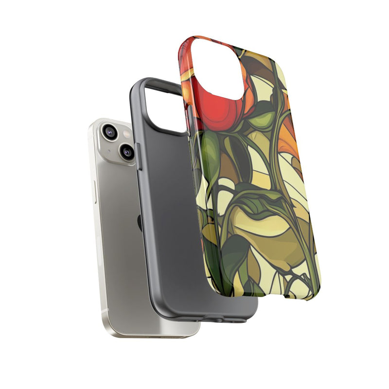 Rood-Oranje Art Nouveau Bloemmotief