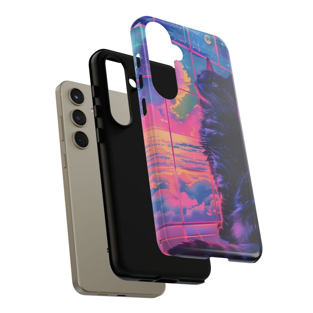 Lofi Vaporwave Kat met Neonlucht