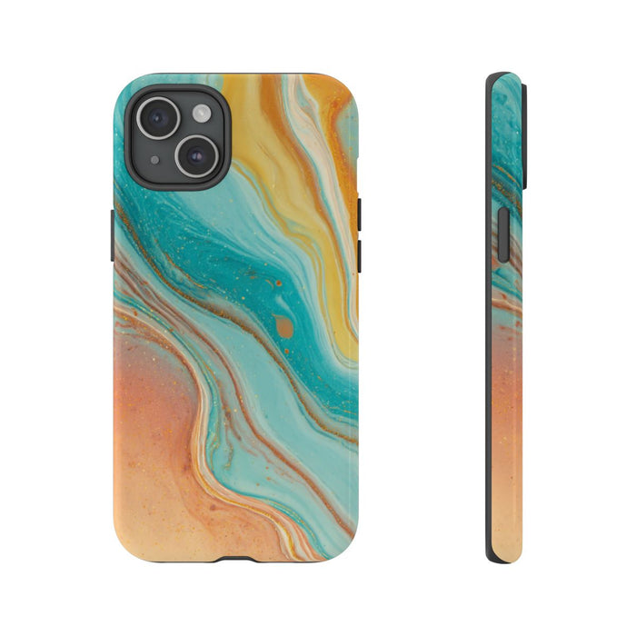 Oranje en Teal Marmer Abstract