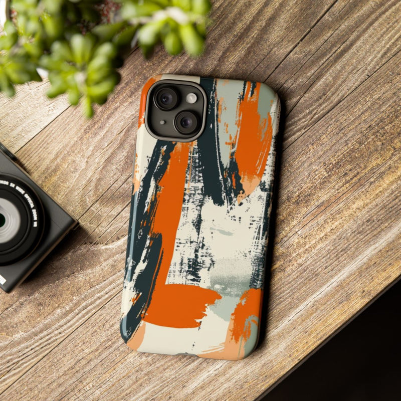 Abstract Oranje-Zwart Penseelstrepenpatroon