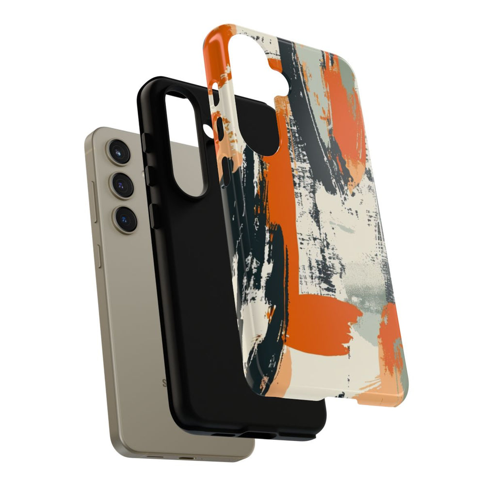 Abstract Oranje-Zwart Penseelstrepenpatroon
