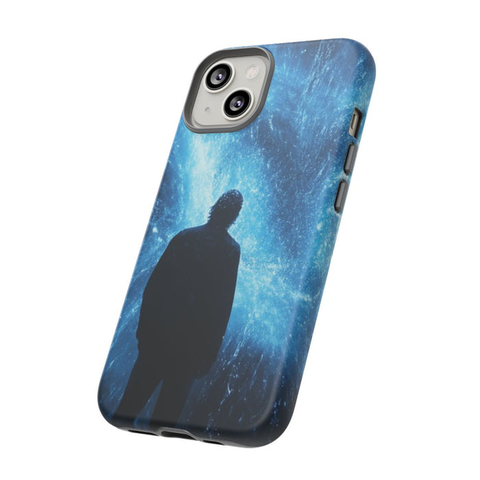 Silhouet met Blauwe Lichtflits