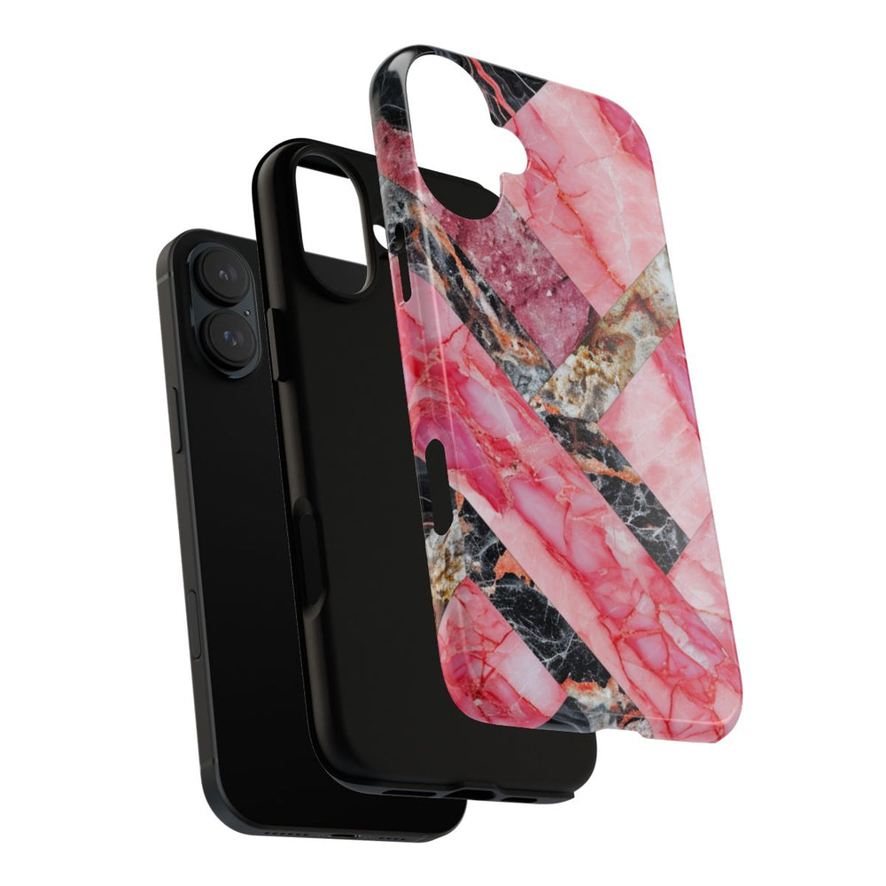 Roze en Zwart Geometrisch Marmerpatroon