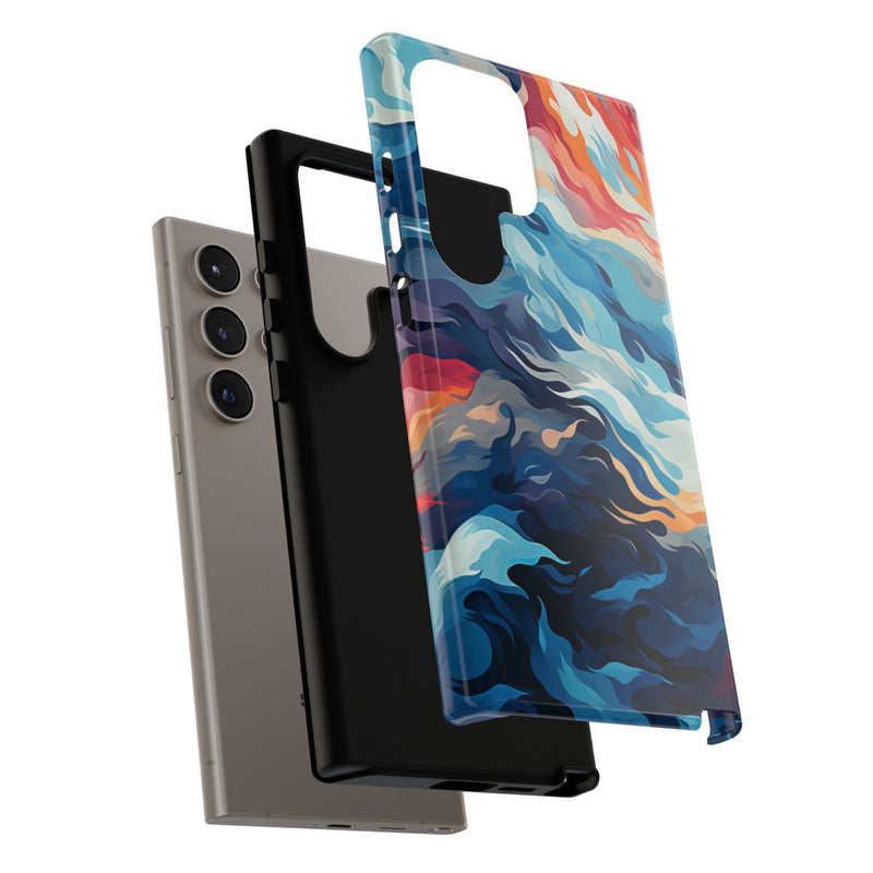 Abstracte Oceaangolven met Vurige Kleuren